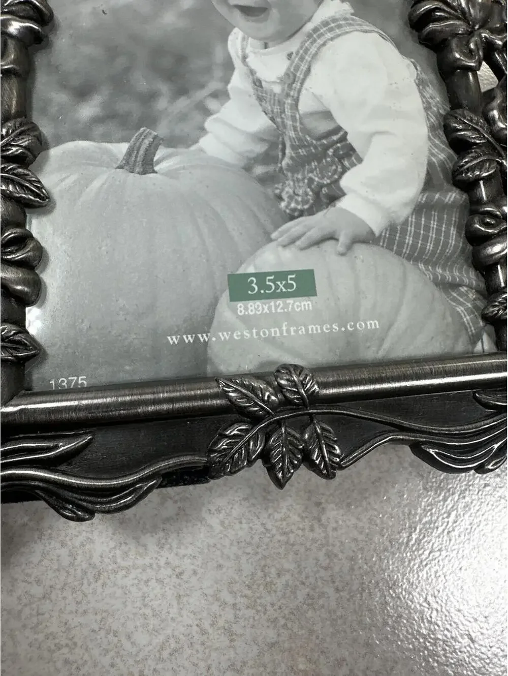 Silver Toned Metal Rose Floral 3.5x5 Pewter Photo Frame Romantic Victorian